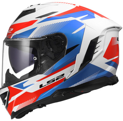 LS2 FF818 Storm III Full Face Motorcycle Helmet ECE 22.06 | Komai White Blue Red