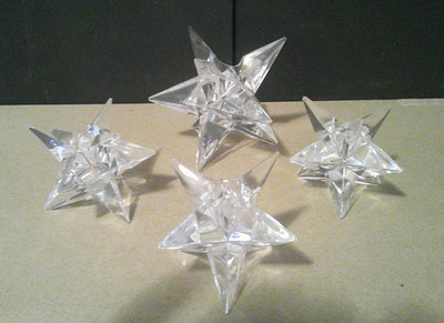 VTG Rosenthal Crystal 9 Point Star Candle Holders- Three 2'' and One 2.5''- 4 Tota