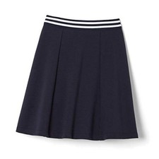 Girls Stretch Contrast Waistband Scooter School Uniform Skirt 7-8 Navy