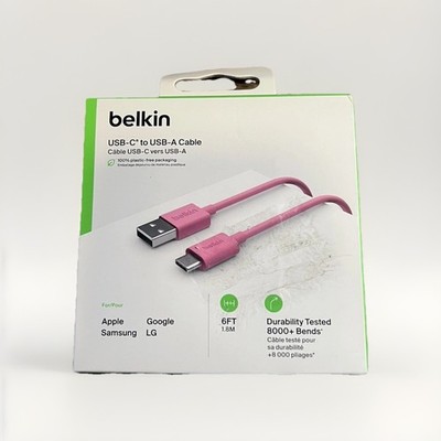 Belkin F2CU032bt06-PNK USB 2.0 Supported USB-C to USB-A Cable (1.8m / 6ft)  PINK
