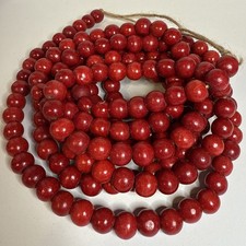 Vintage 9 FT Red Wood Bead Christmas Garland