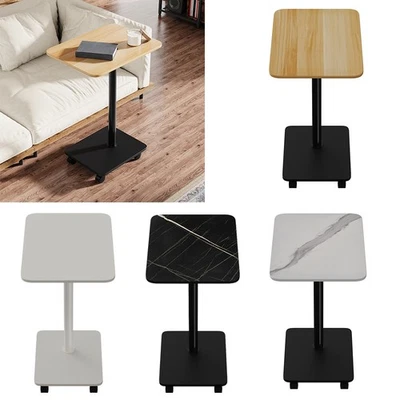 DAILYDEALS-DIRECT 2 Tier Mobile Side Table with Lockable Wheels Small Table For Living Room Sofa