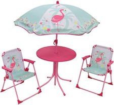 713088 Gartenmöbel, Mit 1 Tisch, 2 Klappstühlen Und 1 Sonnenschirm Für Kinder