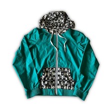 Empyre 90s Vibe Windbreaker Hooded Jacket Teal Black and White. Medium