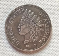 USA 1851 $1 Indian Head Dollar Econumía Fantasy Coin.