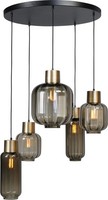 HäNgeleuchte Glas Metall Schwarz Gold 5X E27 HäNgelampe Esszimmer Wohnzimmer