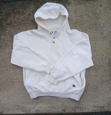 Russell Athletic Hoodie Vintage XL 24 P 24L cream henley neck off white