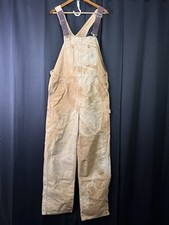Carhartt Duck Bib Double Knee Men's Brown Overall Vintage USA MADE 40x34