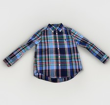 Ralph Lauren Shirt Boys size 5 Blue Plaid Casual Button Down Classic Preppy Trad