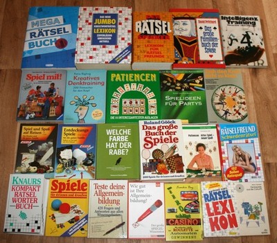 23 Bücher - DENKSPORT, RÄTSEL, QUIZ, WISSEN, SPIELE, BRAINPOWER. Paket.