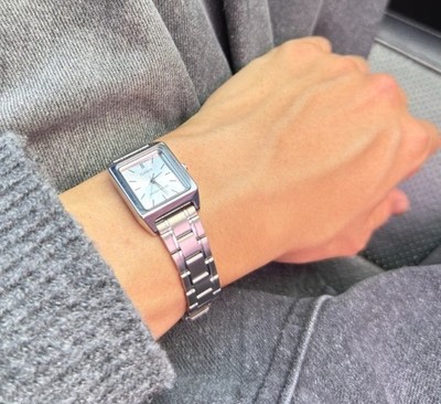 Casio LTP-V007D-7E Women Rectangular Silver Stainless Steel Minimalist Watch New