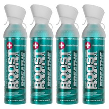 Boost Oxygen BREATE Menthol All Natural 10 Liter Respiratory Canister, 4 Pack