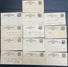 Lot of 13 early Postal card with New Hampshire cancels 1878-1880