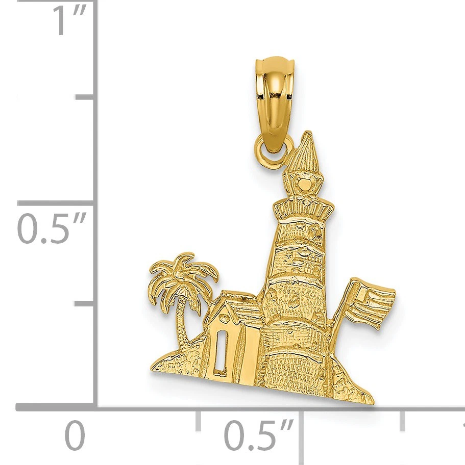 14k Southern Lighthouse with Palm Tree and Flag Charm D1352 - Image 3 of 4