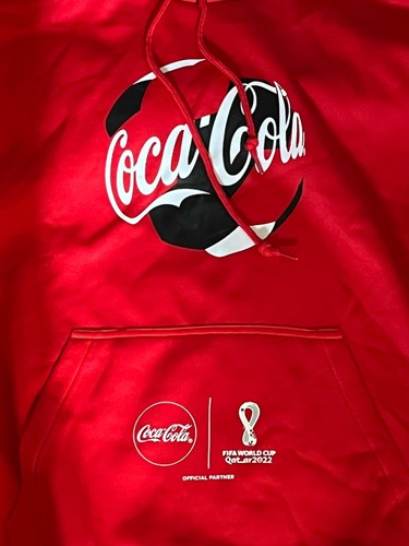 2022 FIFA WORLD CUP QATAR RED COCA COLA HOODIE MENS MEDIUM NWOT - Picture 2 of 5