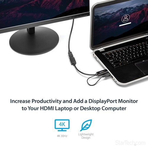 StarTech.com 4K 30Hz HDMI to DisplayPort Video Adapter w/ USB Power - 6 in - HDM - 第 6/6 張圖片