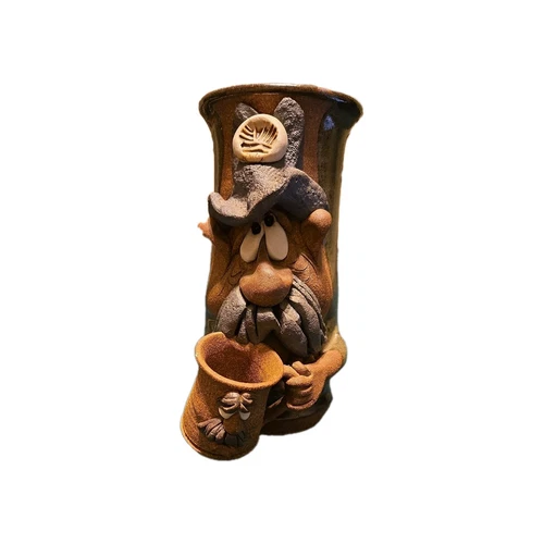 Vintage Mahon Stoneware Ugly Funny Face Pottery Drinking Coffee Mug 8.25" Signed