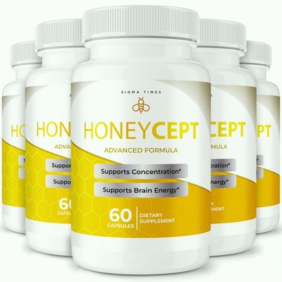 Honeycept Capsules   Brain Focus & Memory Support Supplement - 5 Pack