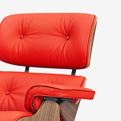 Taller Mid Century Lounge Chair and Ottoman Genuine Italian Leather Eams Swivel