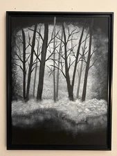 Black And White Forest (18"x24") Framed Canvas