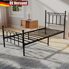 Metallbett 90x200 Einzelbett Bettgestell Bettrahmen Schlafzimmer Metall Schwarz