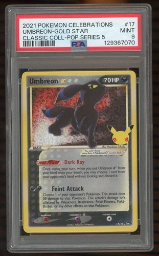2021 CELEBRATIONS CLASSIC COLLECTION POKÉMON #17 UMBREON GOLD STAR PSA 9