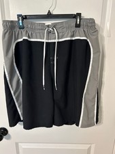 Nike Men's Swim Trunks Black Gray Colorblock Mesh Lined Size XXL
