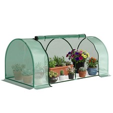Outsunny Tunnel Greenhouse Grow House Steel Frame PE Green 200x100x80 cm