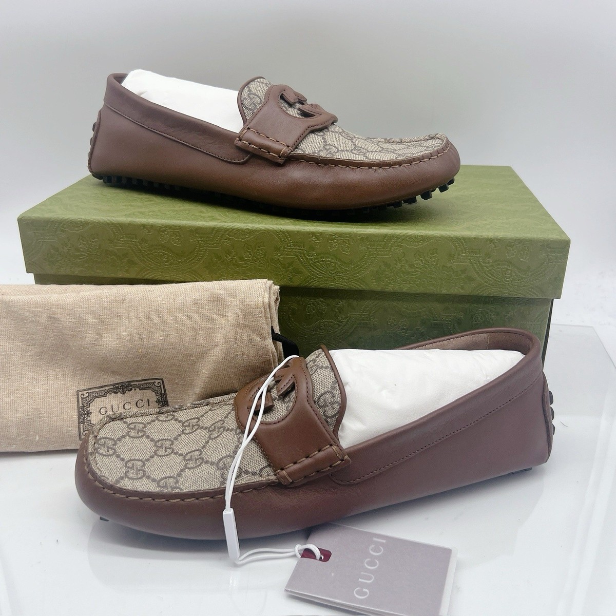 Gucci Supreme GG Interlocking Loafer Driving Shoes Mens  display picture 1