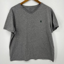 Polo Ralph Lauren T-Shirt Men's Size XL Gray Short Sleeve V-Neck Pony Logo