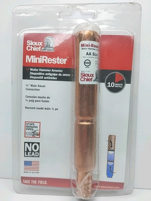 #ad Sioux Chief MiniRester 1 2”Sweat Male Connection Copper Water Hammer Arrester $24.99
