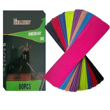 80pcs Precut Kinesiology Tape Strips Kinetic Tape 8 Colors Elastic Muscle Tape