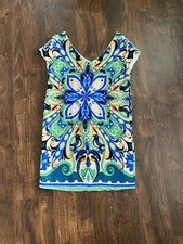 Anthropologie Maeve Folksong Floral Shift Dress Size Small Blue Green