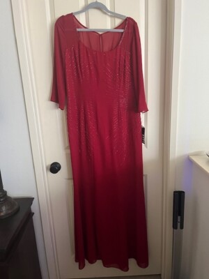 Caterina Collection Cranberry Red Beaded Chiffon Gown Dress Mother Of the  Bride