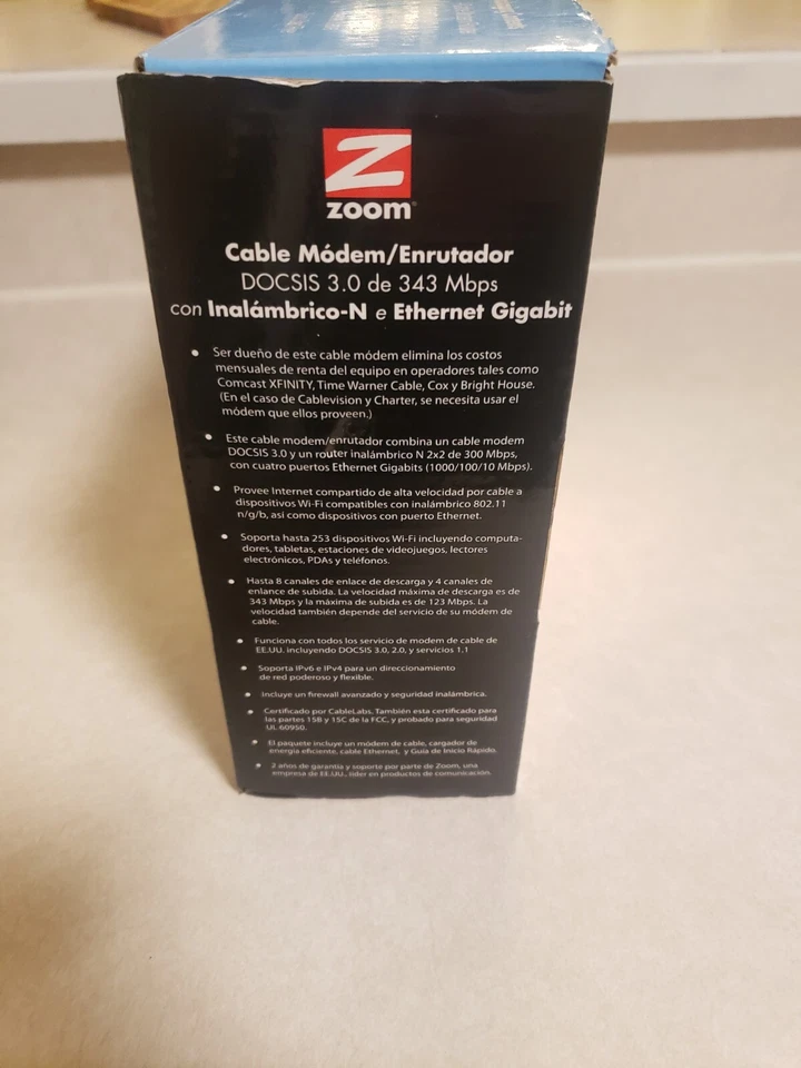 Zoom DOCSIS 3.0 Cable Modem/Router with Wireless-N Model 5352  - Image 4 of 4