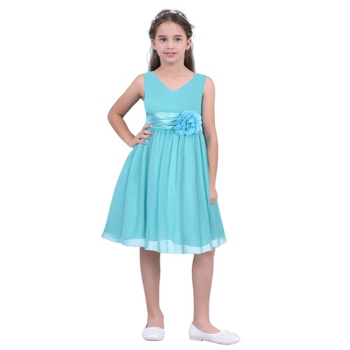 Kids Girls Dress Midi Ball Gown Event Flower Girl Summer Costume Wedding Party - Picture 5 of 113