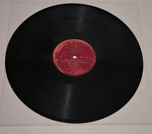 RARE 1950's indonesian national anthem indonesia raya 78 rpm vinyl record 10"