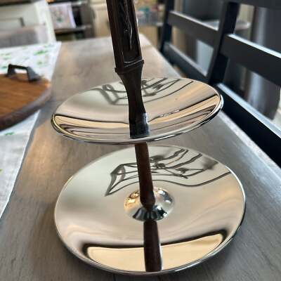 Vintage Kromex 2 Tiered Tidbit Tray Tea Time Canapés Appetizer Display