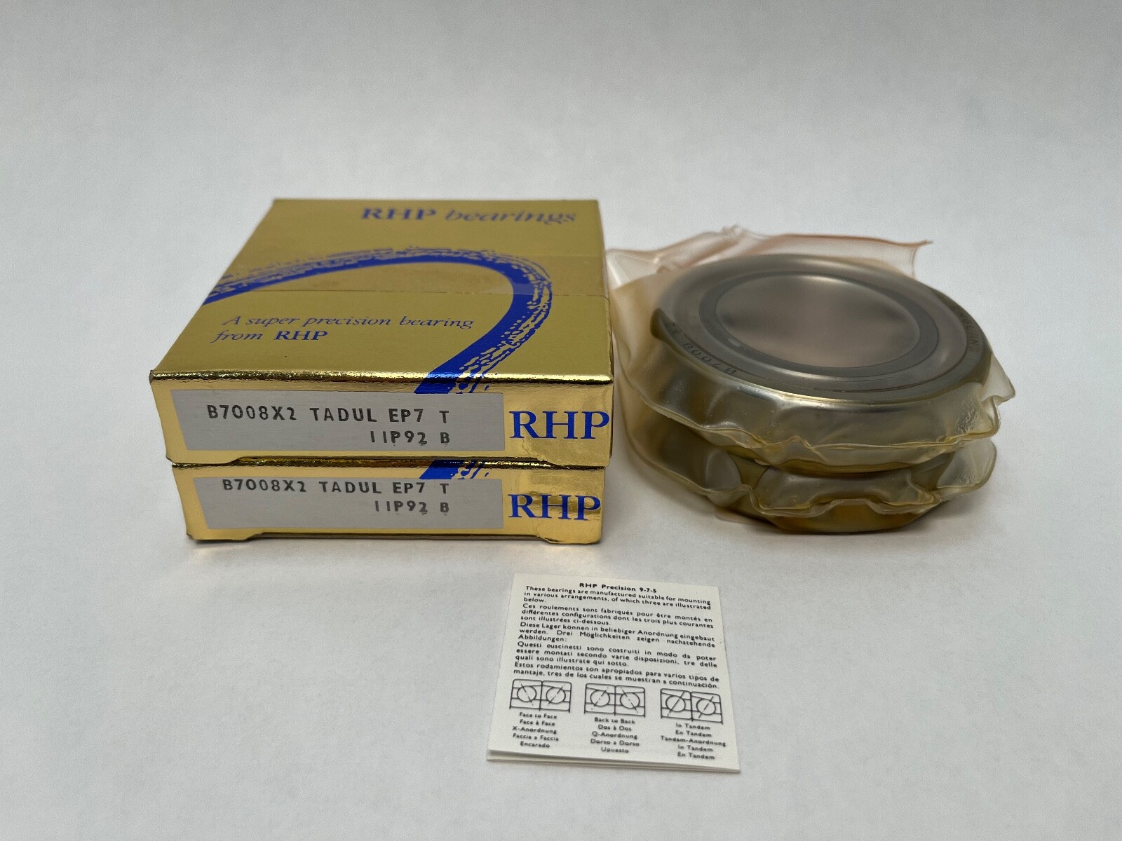 RHP 7008CTDULP4 Bearing 40x68x15 mm 7008C 7008-C-T-DUL-P4 England 2 Pcs