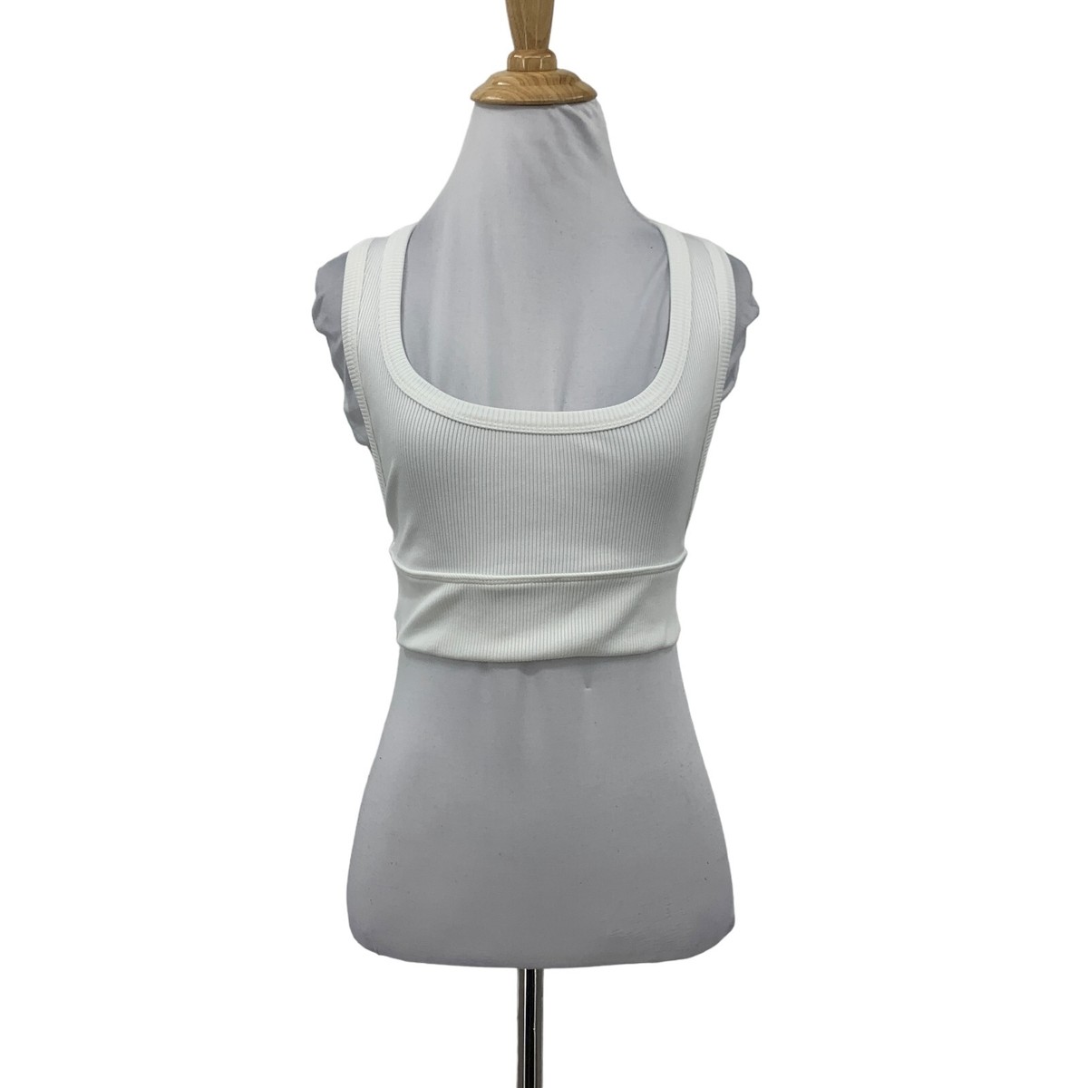 Zara Ribbed Crop Top Womens M Medium White Criss Cross Zara Ribbed Crop Top Womens M Medium White Criss Cross