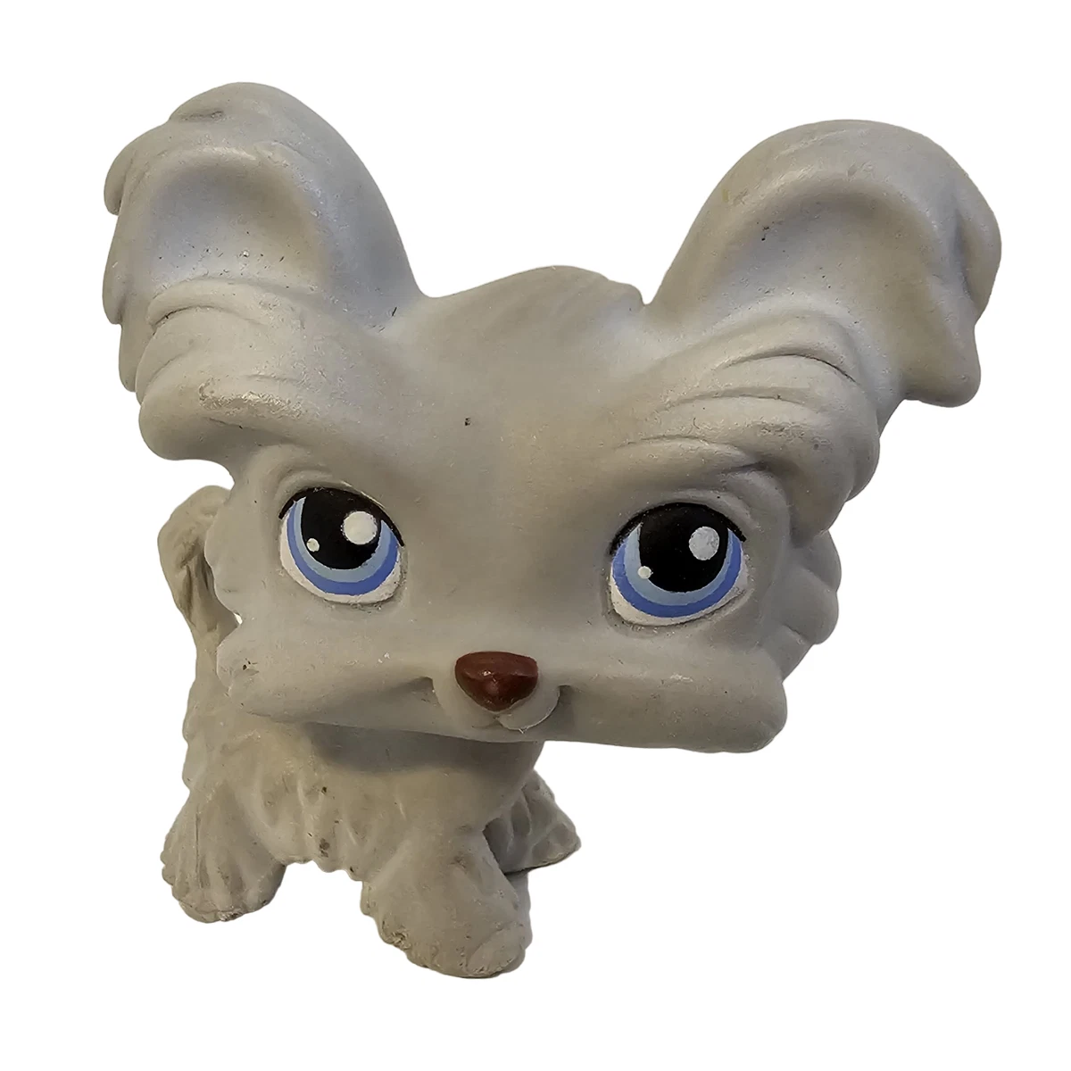 Hasbro Littlest Pet Shop 227 Shih Tzu Dog Grey White Hair Blue