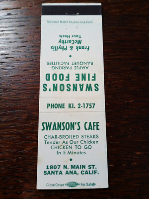 Vintage Matchcover: Swanson's Cafe, Santa Ana, CA