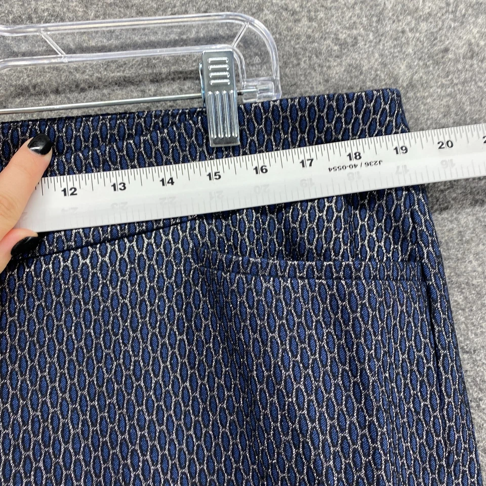 Pantalones de vestir Chico's para mujer 16 azules geométricos tiro alto frente plano forrados Foto 3 de 4