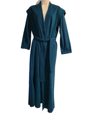 Vintage Women's Long Robe Size Med 12-14 Soft Belted Green Made USA Full Length