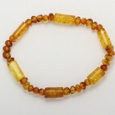 Natural and Genuine Multi-Color BALTIC AMBER Stretch Bracelet Lithuania 234