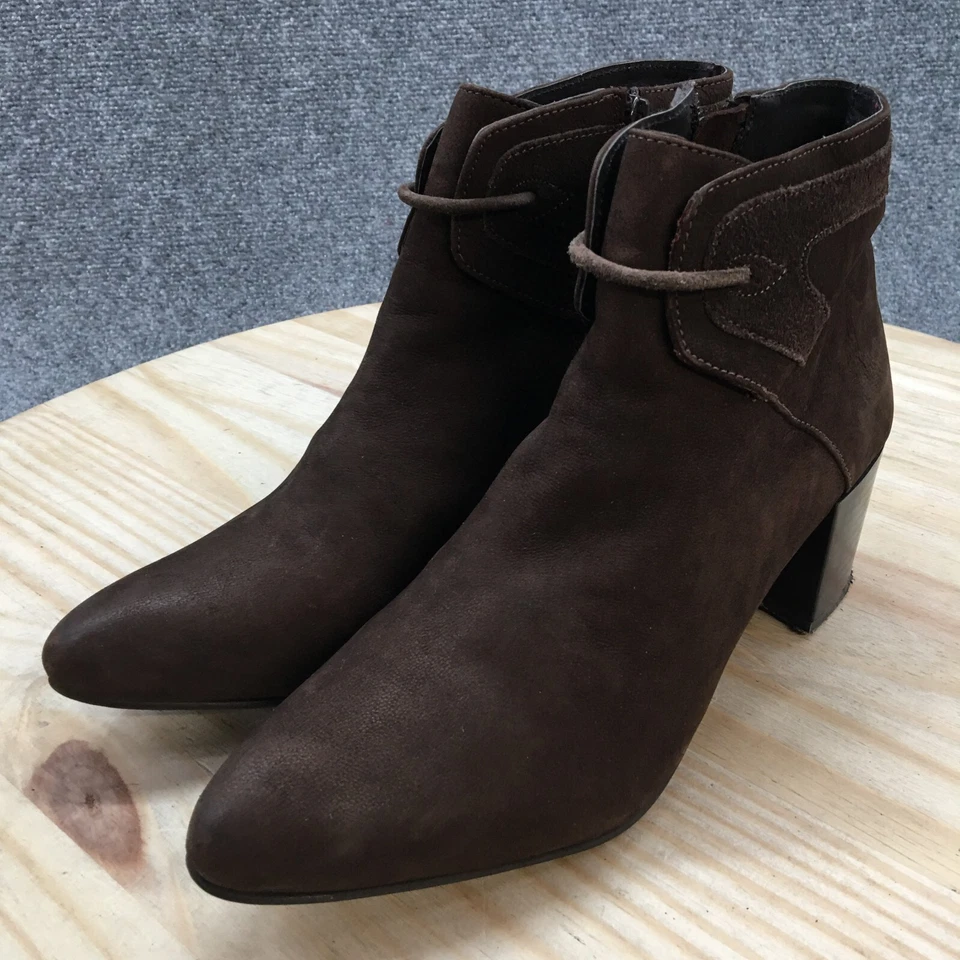 Botas Azura Mujer 40 Apolonia Botín al Tobillo Cuero Marrón Bloque Almendra Punta Tirar Foto 3 de 4