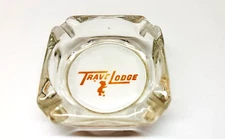 Vintage Travelodge Hotel Clear Glass Square Ashtray 3.75"