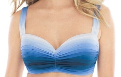 BLEU ROD BEATTIE Damen Blau Hola Ombre Schwimmen Bikini Top #2917 38D Nwt