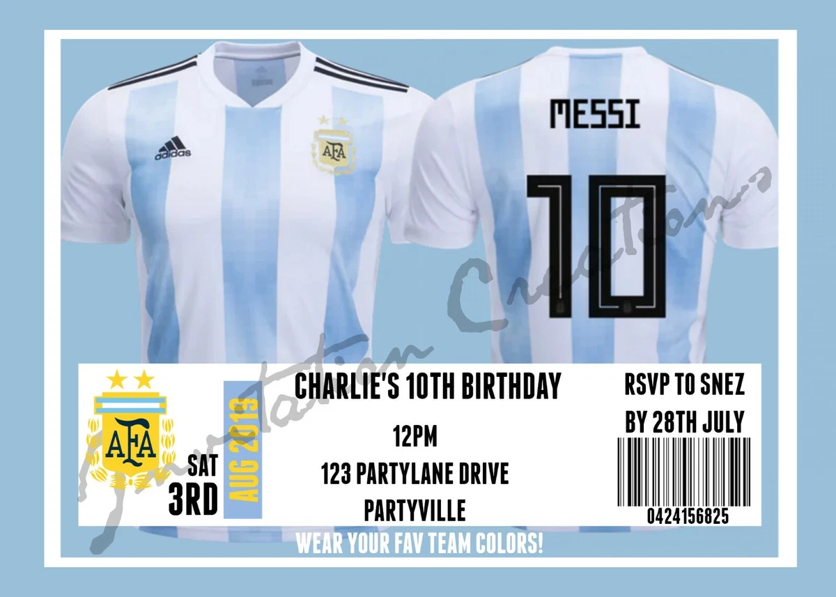 DIY Print Custom SOCCER ARGENTINA JERSEY TEAM Birthday Party