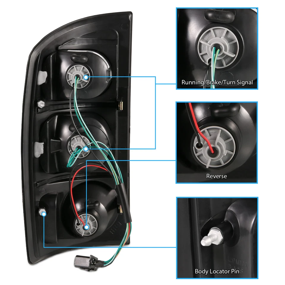 Par de luces traseras negras Smoke Euro 2002-2005 para camioneta Dodge Ram 1500, 2500, 3500 Foto 3 de 4